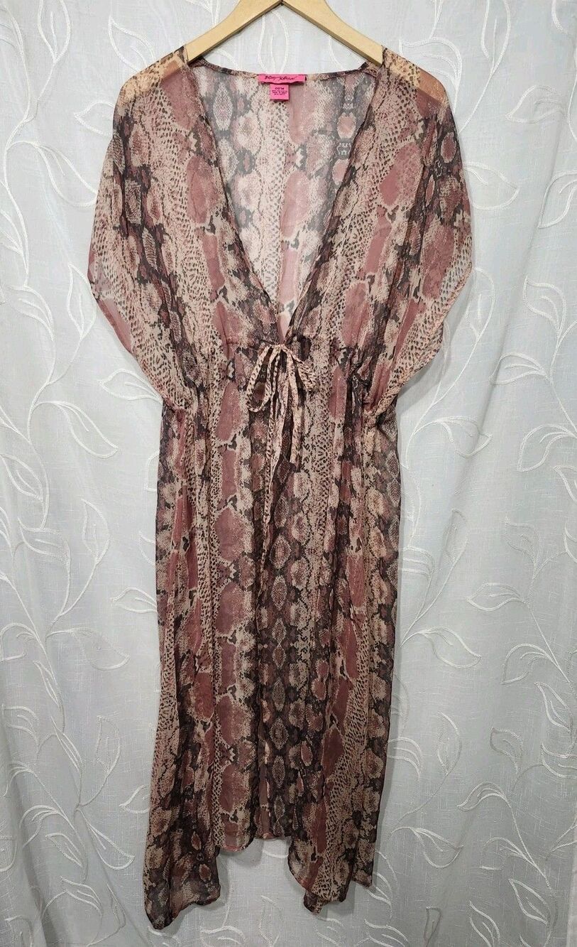 Betsey Johnson Snake Bite Tie Front Swim Cover Up Duster OSFM Beach Boho